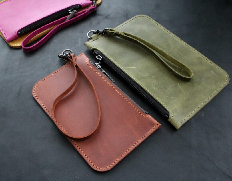 Leather Zipper Cosmetic Bag