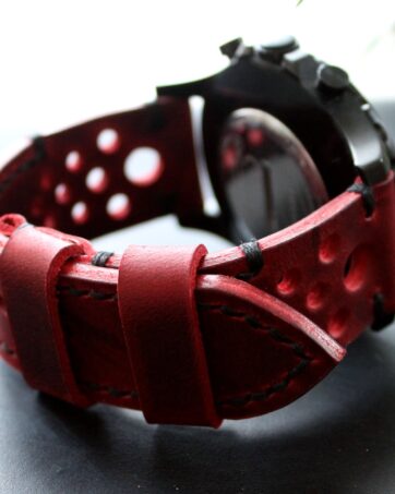 Watch strap Ruby red perforated