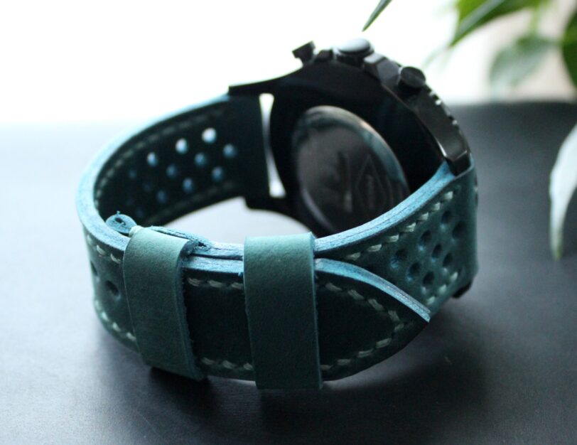 Watch strap Teal perforated
