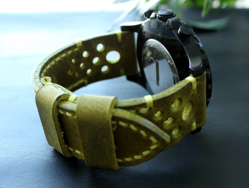 Watch strap Lime green perforated