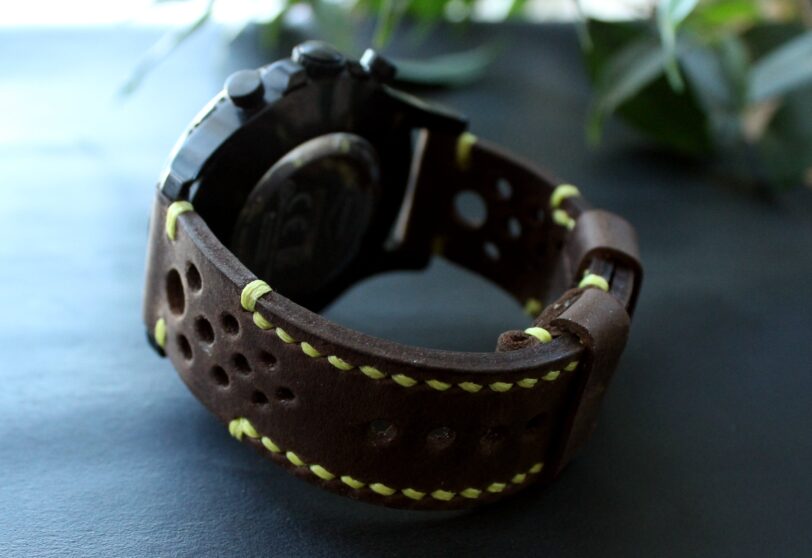 Watch strap Coffee Brown perforated