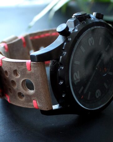 Watch strap Cocoa Neon Pink perforated