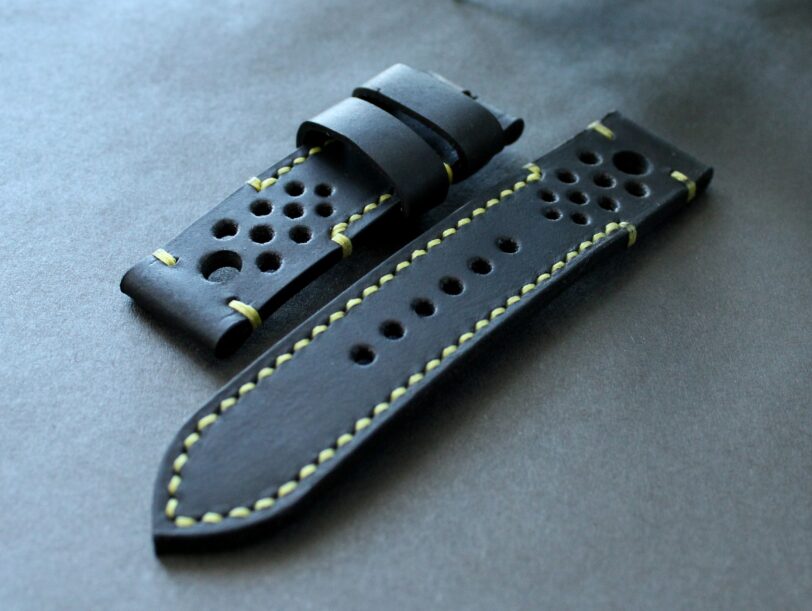 Watch strap Black Rally perforated