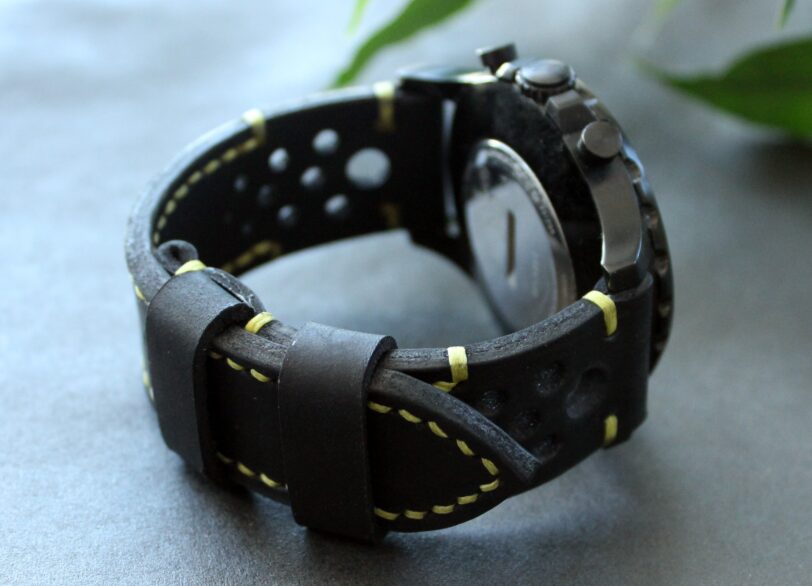 Watch strap Black Rally perforated