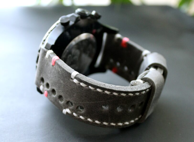 Watch strap Graphite perforated