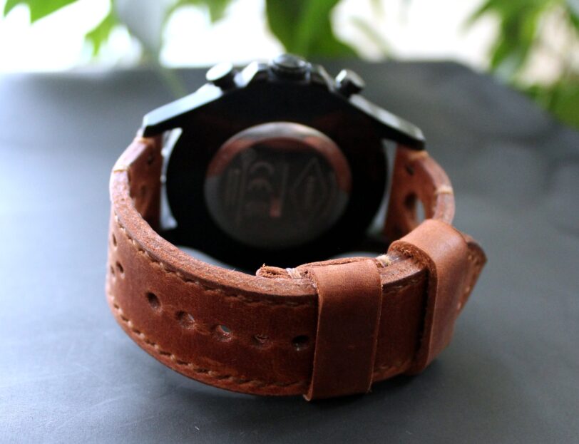 Watch strap Brick brown perforated
