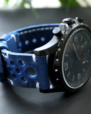 Watch strap Sapphire Blue rally perforated