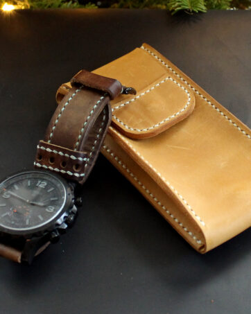 Travel watch pouch genuine leather