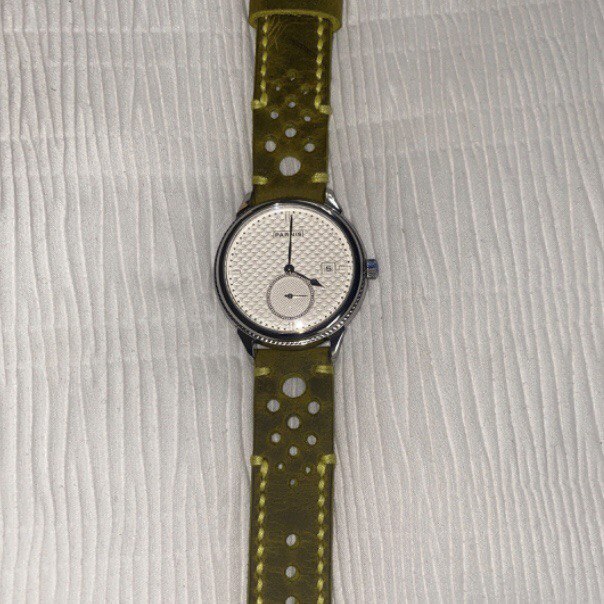 Leather watch strap Lime green perforated