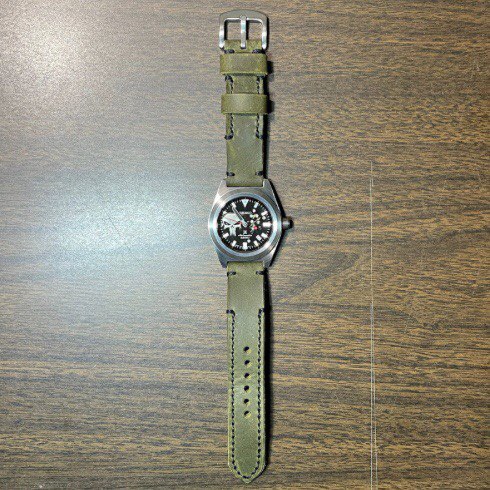 Leather watch strap perforated