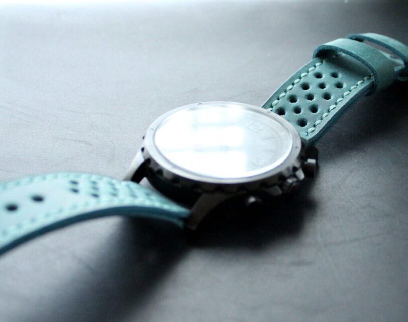 Watch strap teal perforated