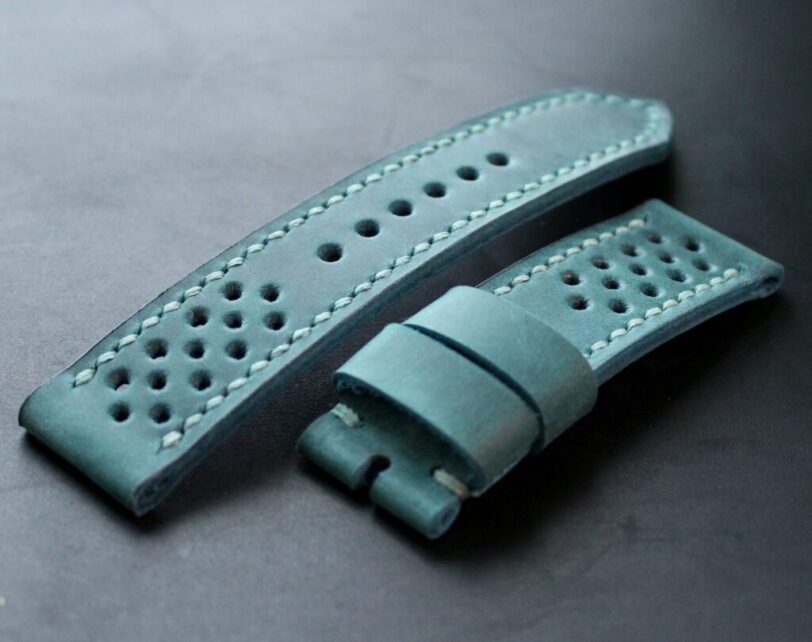 Watch strap teal perforated