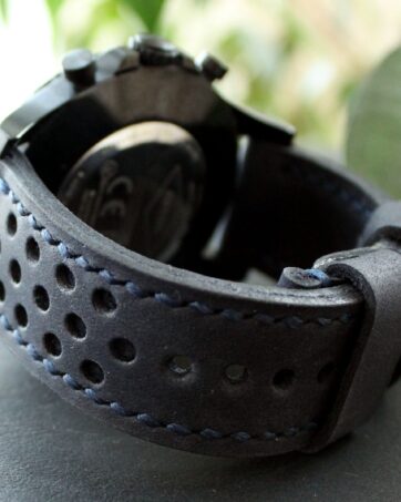 Watch strap Dark Blue perforated