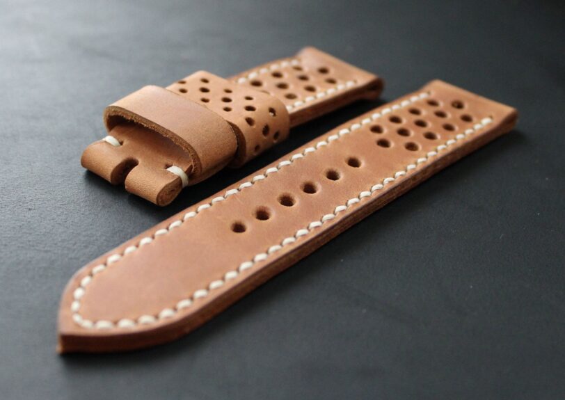 Watch strap Light Brown perforated