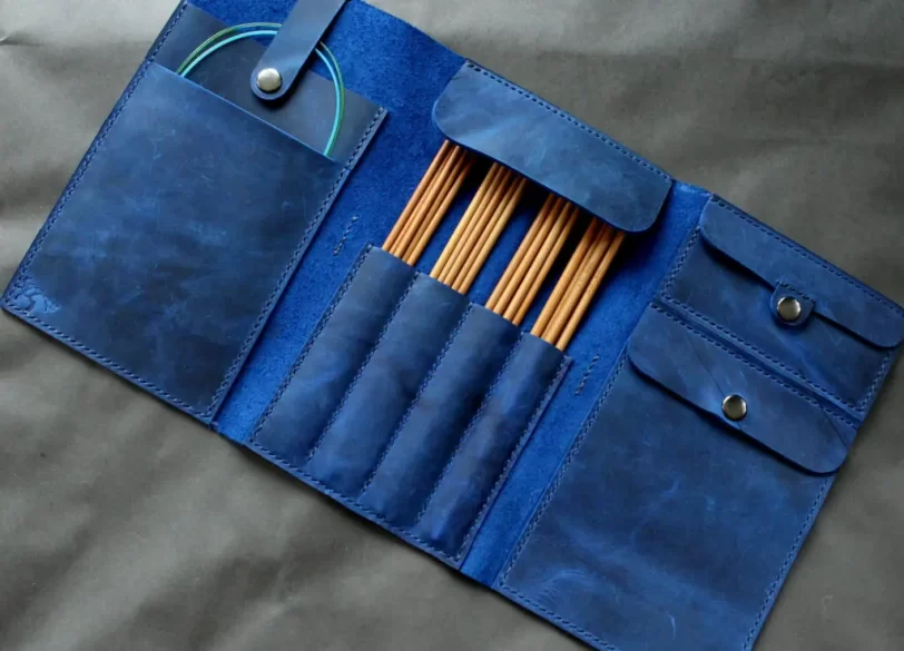 Knitting needle case sapphire blue