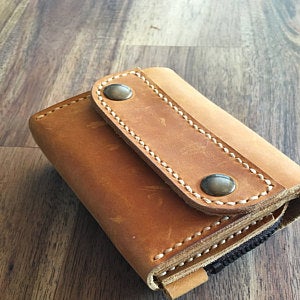 Leather small wallet Brick Brown