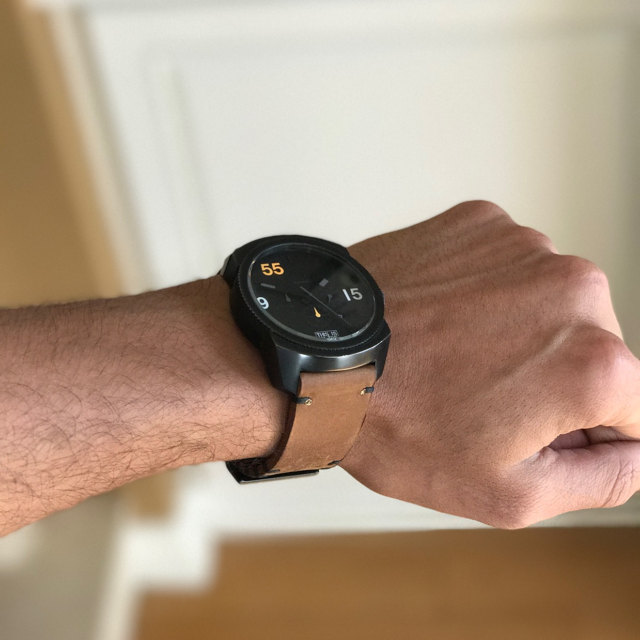 Leather watch band Black and Red