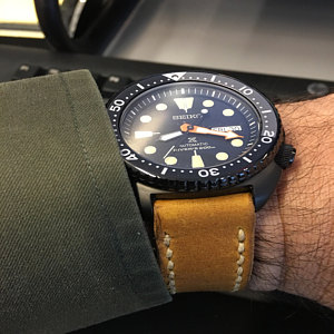 Leather watch strap Blue