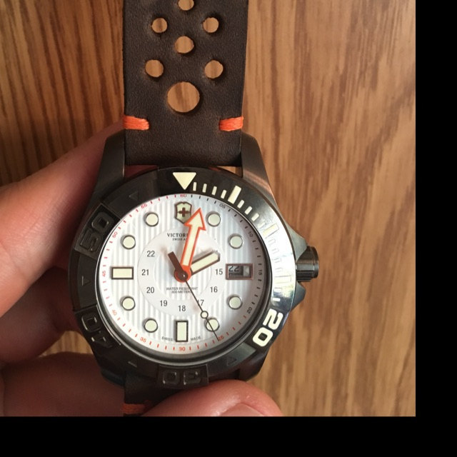 Leather watch strap black perforated