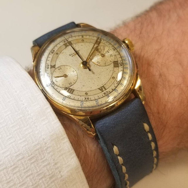 Leather watch strap Blue