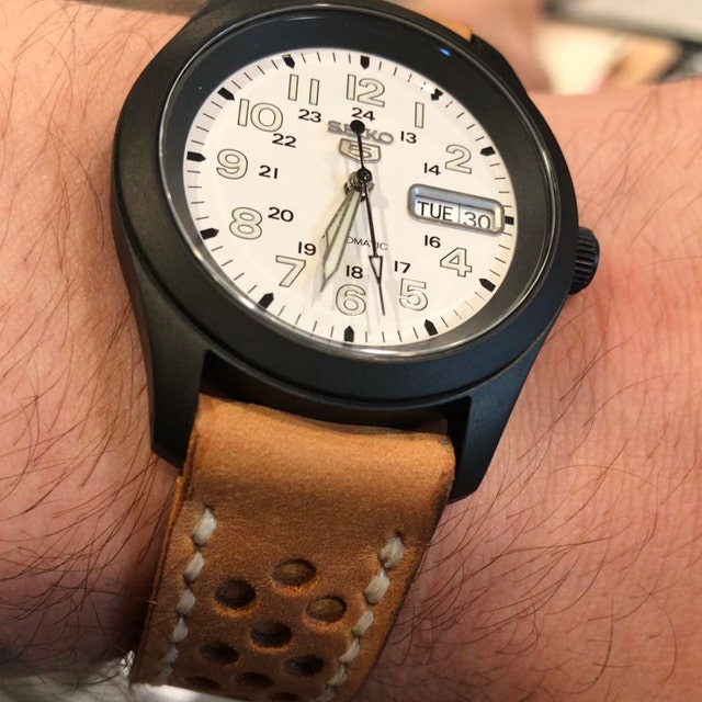 Leather watch strap Light Brown perforated