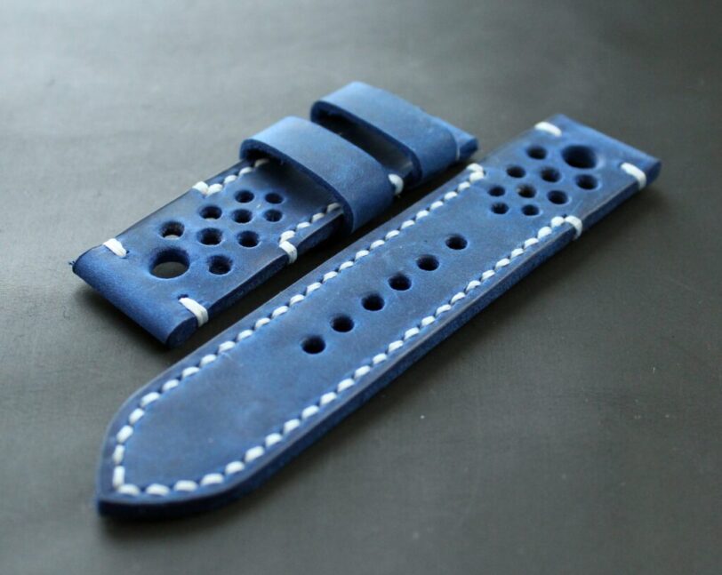 Watch strap sapphire blue rally perforated