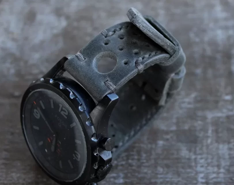 Watch strap ash gray perforated