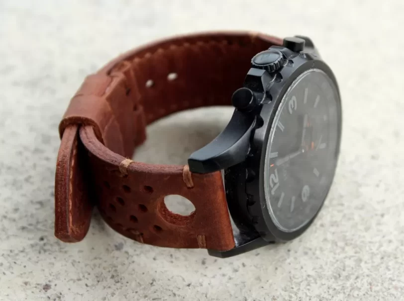 Watch strap brick brown perforated