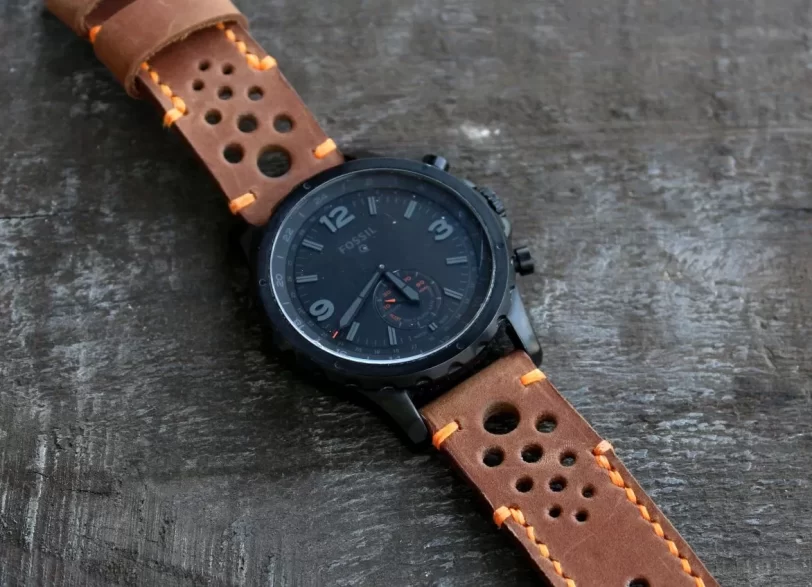 Watch strap brown perforated