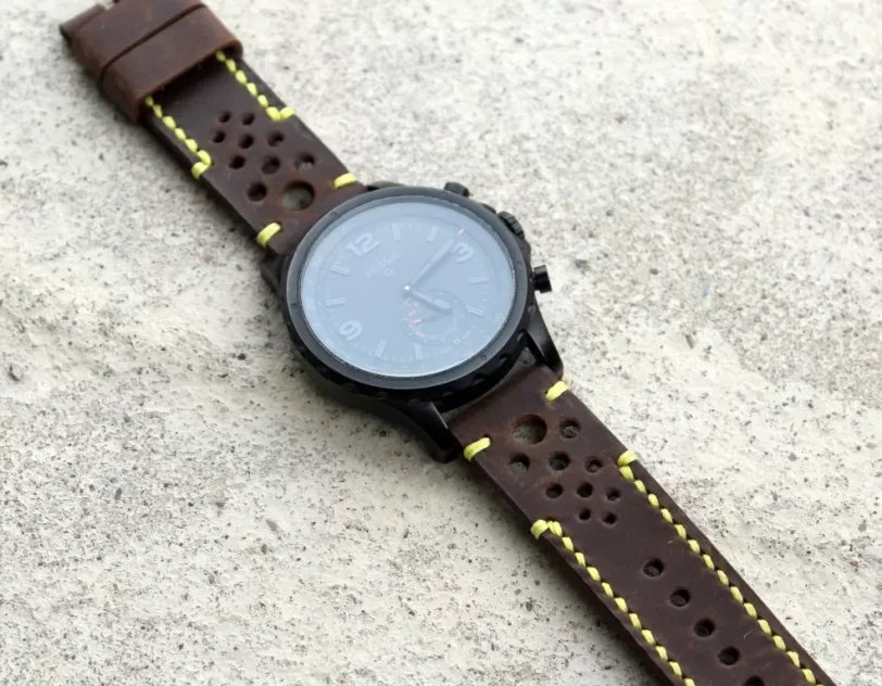 Watch strap coffee brown perforated