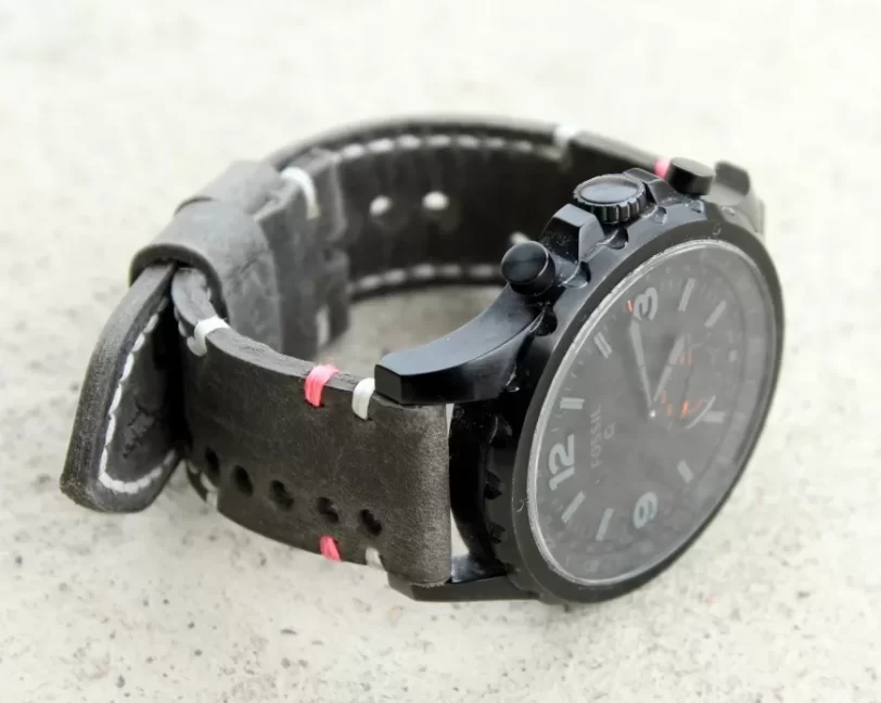 Watch strap graphite perforated