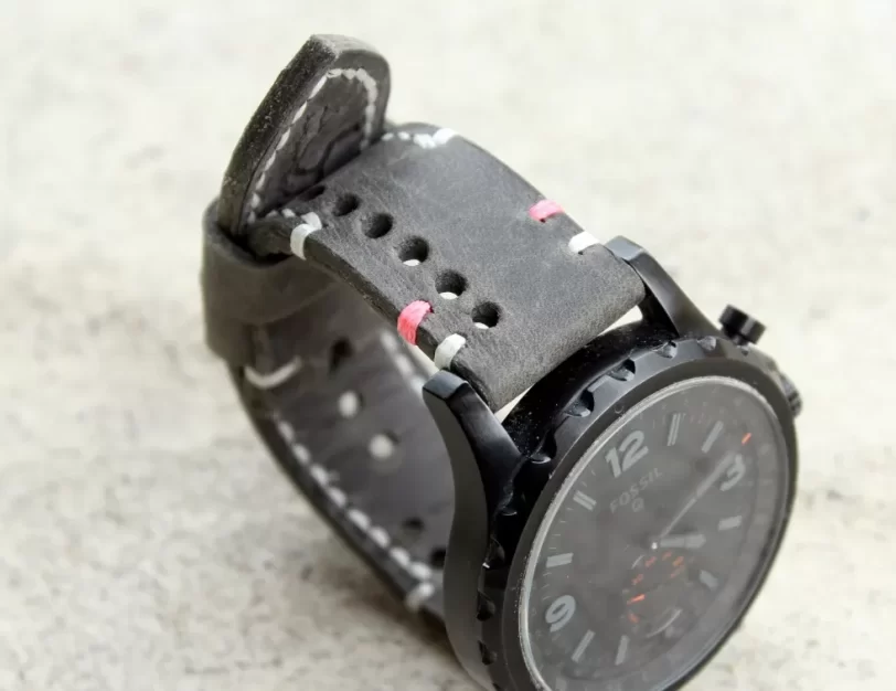 Watch strap graphite perforated