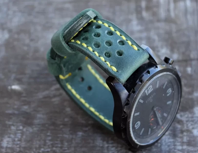 Watch strap green perforated