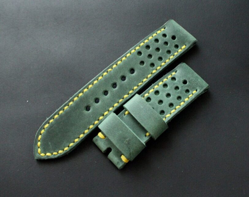Watch strap green perforated