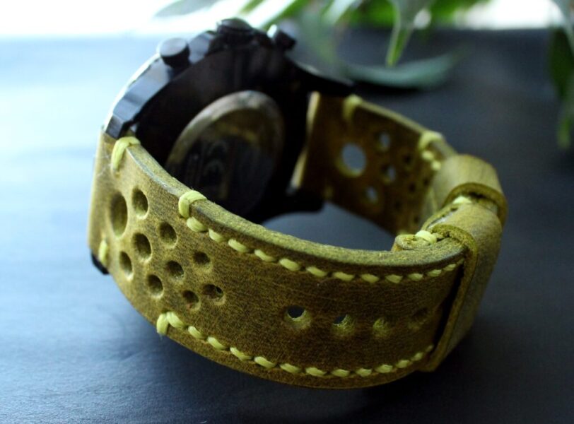 Watch strap lime green perforated