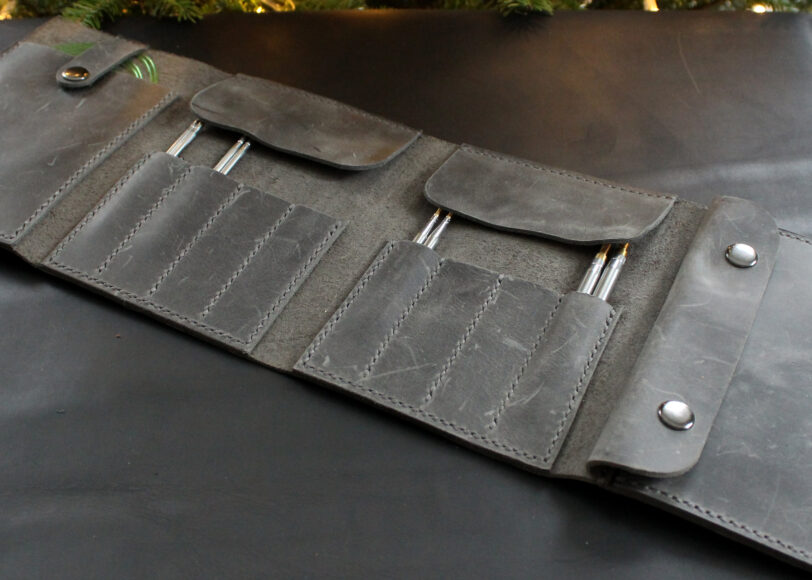 Leather interchangeable knitting needle case