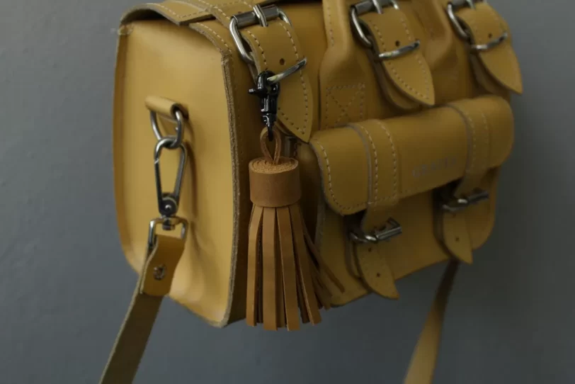 Leather tassel keychain handbag charm